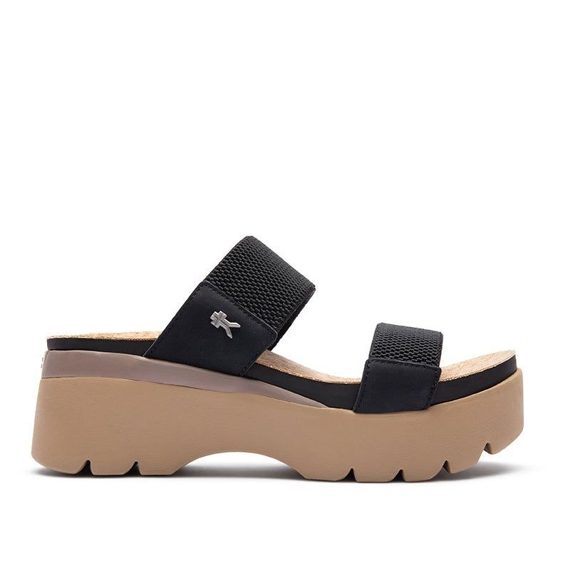 KURU LOMA Tila Women's Sandal in Jet Black-Sand.