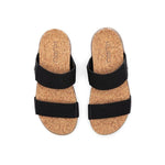 Pair of KURU LOMA Tila Women's Sandal in Jet Black-Sand, angled view.