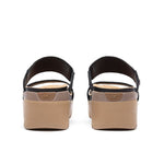 Close-up of the upper material on the KURU LOMA Tila Women's Sandal in Jet Black-Sand.