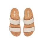 Pair of KURU LOMA Tila Women's Sandal in Jet-Sand-Desert Tan, angled view.