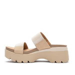 Back heel view of the KURU LOMA Tila Women's Sandal in Jet-Sand-Desert Tan.