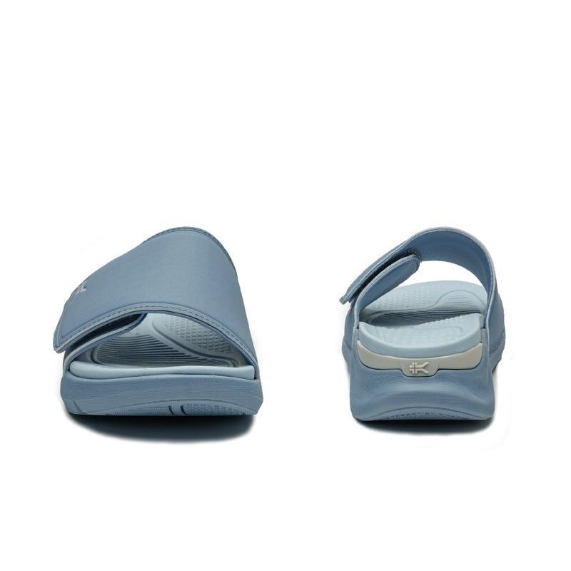 Top-down view of the KURU MOMENT Women's Sandal in Blue Fog-White.