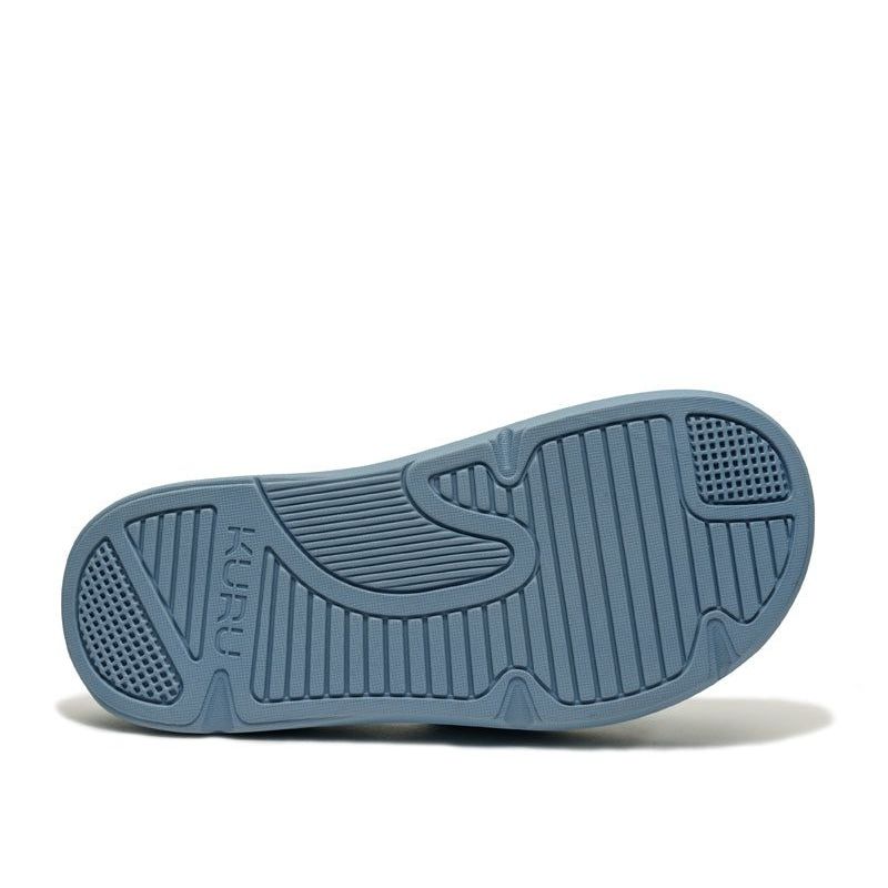 Close-up of the upper material on the KURU MOMENT Women's Sandal in Blue Fog-White.