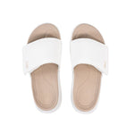 Back heel view of the KURU MOMENT Women's Sandal in Bright White-Sand.