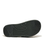 Close-up of the upper material on the KURU MOMENT Women's Sandal in Jet Black-Peach Sherbet.