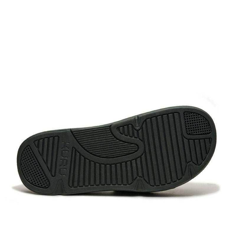 Top-down view of the KURU MOMENT Men's Sandal in Jet Black-Storm Gray.