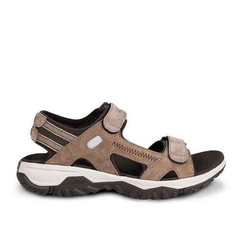 KURU TREAD Women's Sandal in Cedar Brown-Vanilla Cream-Pale Khaki.