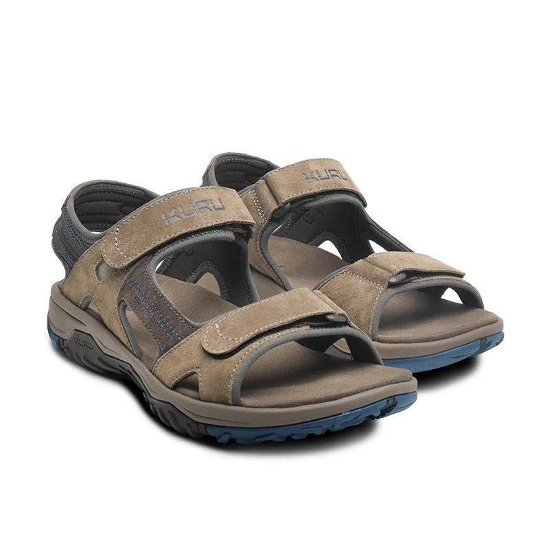 Pair of KURU TREAD Men's Sandal in Dark Ash-Mountain, angled view.