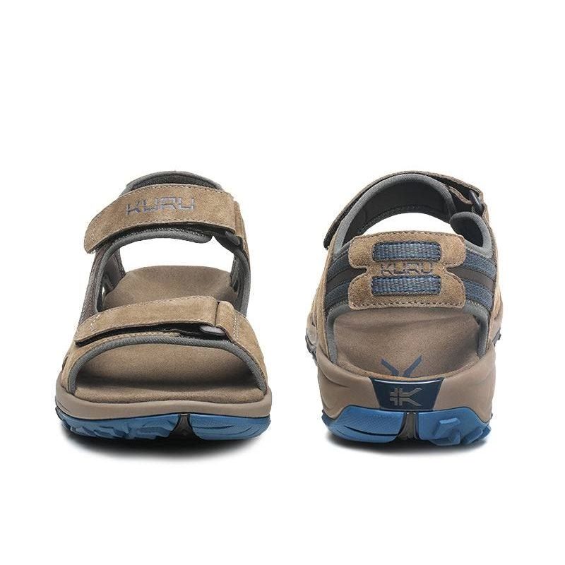 Back heel view of the KURU TREAD Men's Sandal in Dark Ash-Mountain.