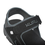 Close-up of the upper material on the KURU TREAD Men's Sandal in Jet Black-Empire Steel.