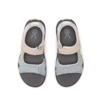 Back heel view of the KURU TREAD Women's Sandal in Multi-Dove Gray.