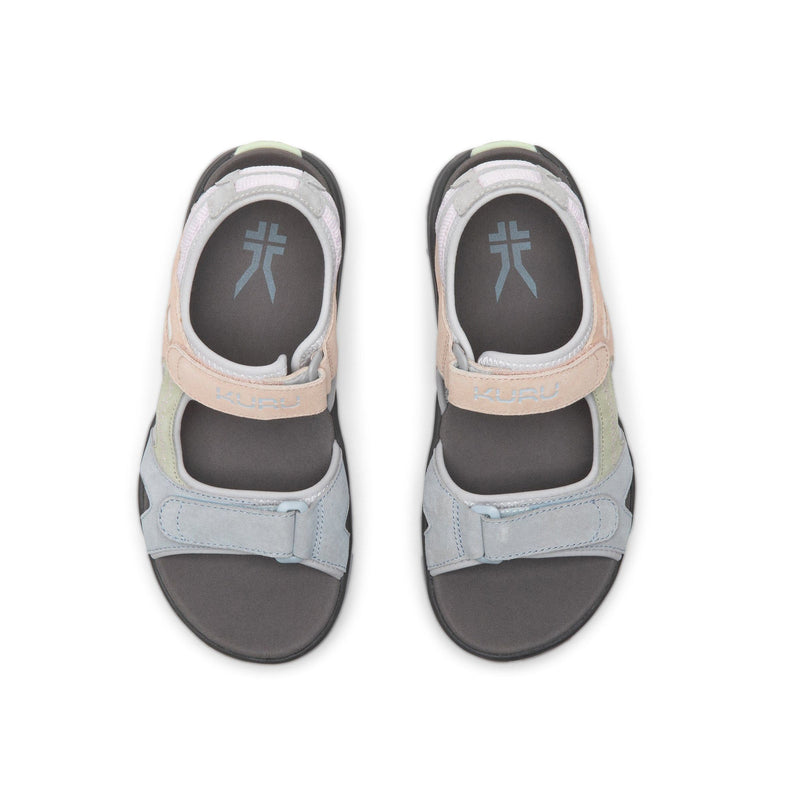 Back heel view of the KURU TREAD Women's Sandal in Multi-Dove Gray.