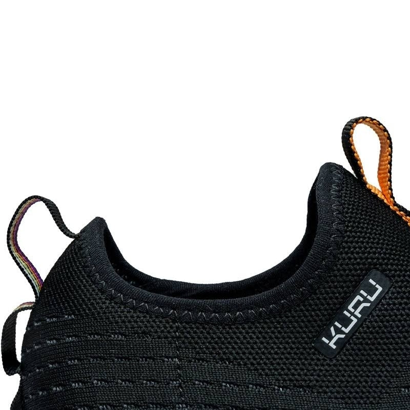 Close-up of the upper material on the KURU ATOM Slip-On Women's Slip-On Sneaker in Jet Black.
