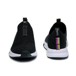 Top-down view of the KURU ATOM Slip-On Women's Slip-On Sneaker in Jet Black.