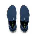Top-down view of the KURU ATOM Slip-On Men's Slip-On Sneaker in Midnight Blue-Mineral Blue.