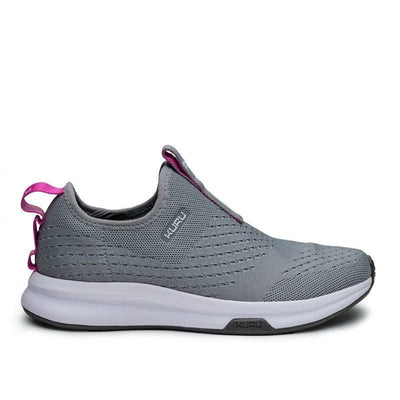 KURU ATOM Slip-On Women's Slip-On Sneaker in Stone Gray-Berry Pink.
