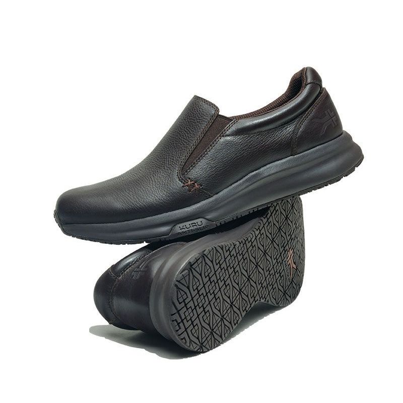 Outsole view of the KURU KIVI 2 Men's Slip-On Sneaker in Espresso Brown, showing the KURUSOLE tread.