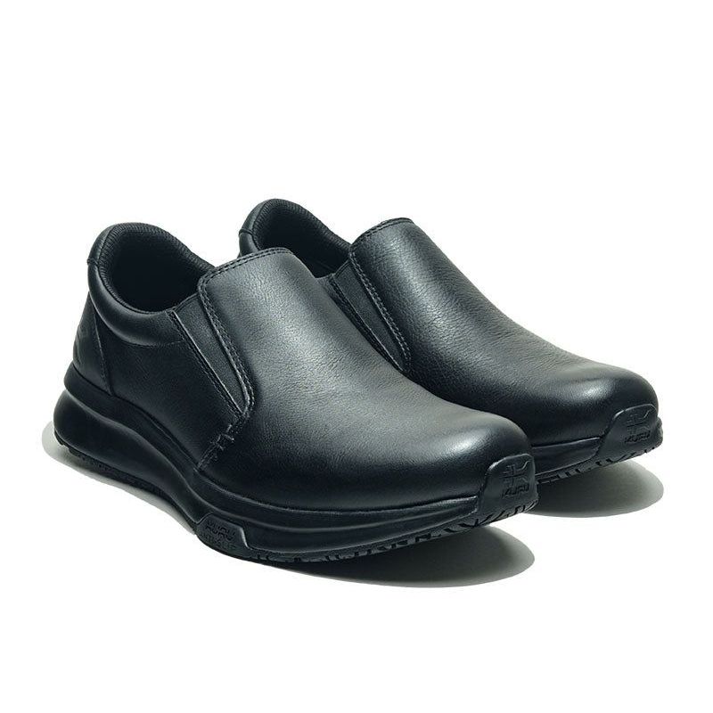 Pair of KURU KIVI 2 Women's Slip-On Sneaker in Jet Black, angled view.