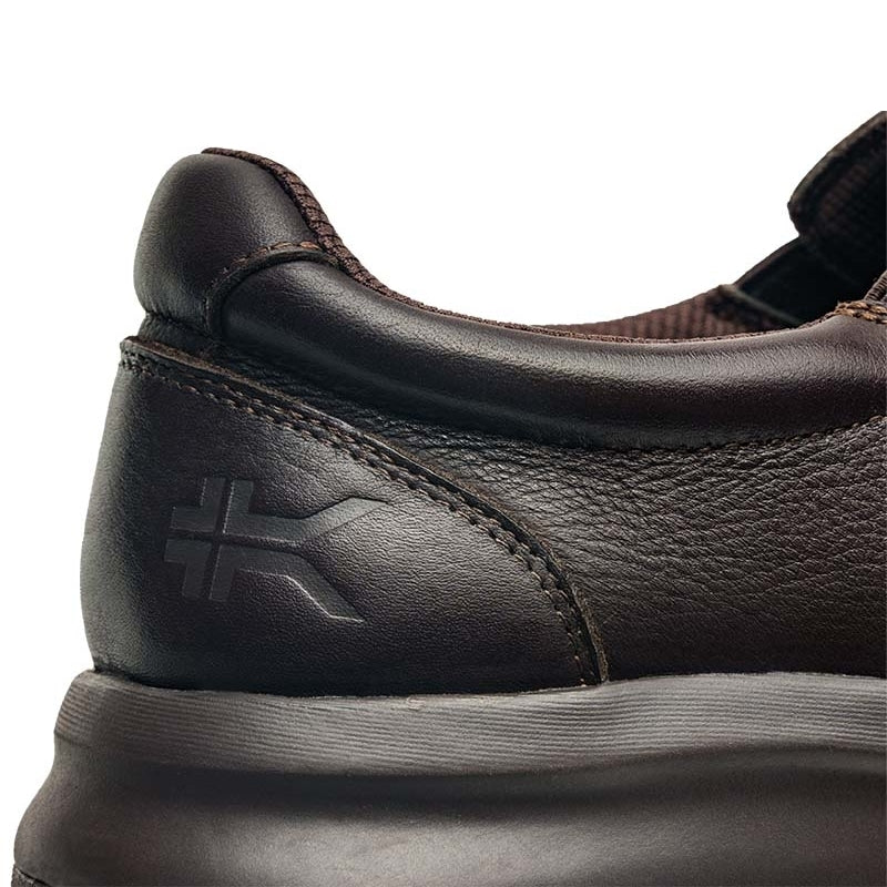 Close-up of the upper material on the KURU KIVI 2 WIDE Men's Slip-On Sneaker in Espresso Brown.