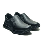 Pair of KURU KIVI 2 WIDE Men's Slip-On Sneaker in Jet Black, angled view.