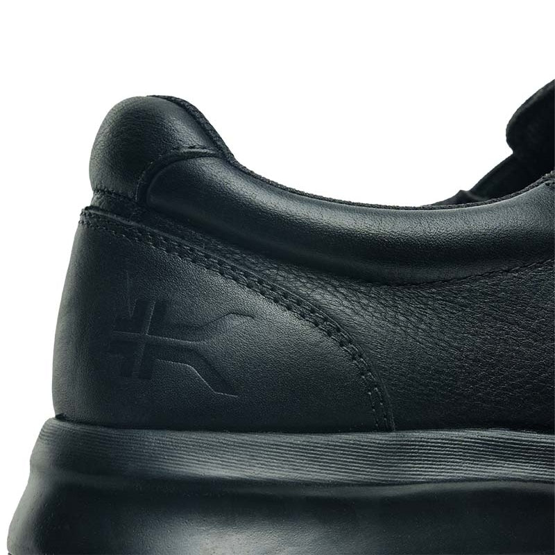 Pair of KURU KIVI 2 WIDE Men's Slip-On Sneaker in Jet Black, angled view.