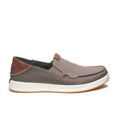 KURU PACE Men's Slip-On Sneaker in Dark Ash-White-Rich Walnut.