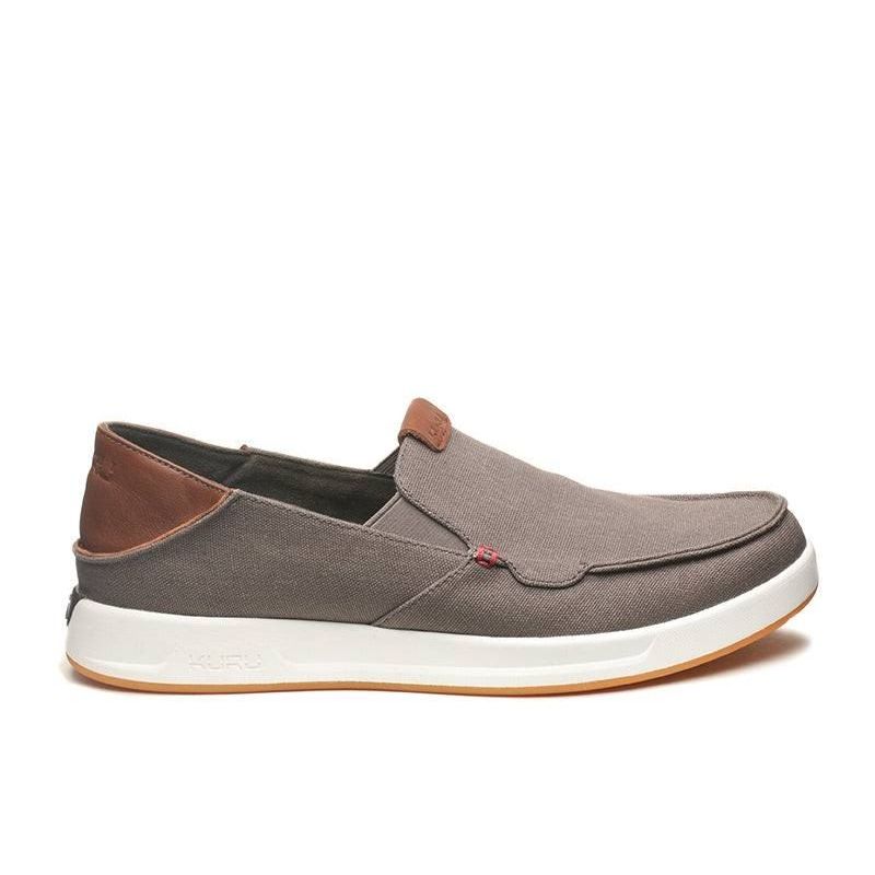 KURU PACE Men's Slip-On Sneaker in Dark Ash-White-Rich Walnut.