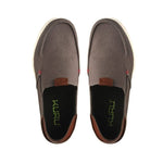 Top-down view of the KURU PACE Men's Slip-On Sneaker in Dark Ash-White-Rich Walnut.