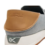 Close-up of the upper material on the KURU PACE Men's Slip-On Sneaker in Lead Gray-Cedar Brown.