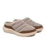 Pair of KURU DRAFT 2 Women's Slipper in Oatmeal-Sand, angled view.