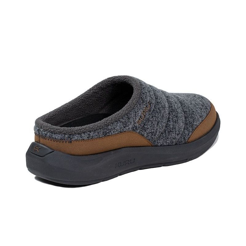 Back heel view of the KURU DRAFT 2 Men's Slipper in Smoke Gray-Chestnut.