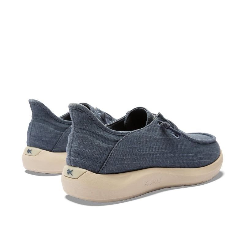 Close-up of the heel cup on the KURU DRAFT Rento Men's Slipper in Faded Navy-Sand.