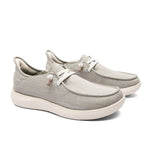 Pair of KURU DRAFT Rento Men's Slipper in Greige-Sand, angled view.