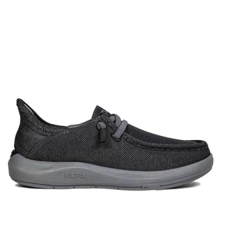 KURU DRAFT Rento Women's Slipper in Jet Black-Merlot.