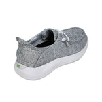 Angled profile view of the KURU DRAFT Rento Women's Slipper in Storm Gray-Desert Green.