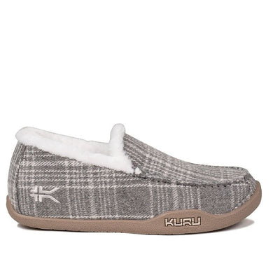 KURU LOFT Women's Slipper in Gray Plaid-Capuccino.