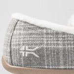 Outsole view of the KURU LOFT Women's Slipper in Gray Plaid-Capuccino, showing the KURUSOLE tread.