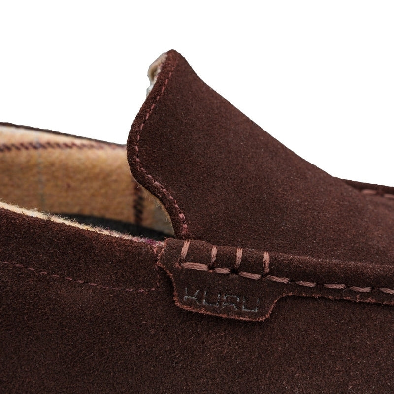 Close-up of the upper material on the KURU LOFT Men's Slipper in Java Brown.