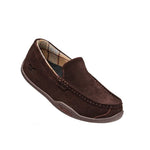 Angled profile view of the KURU LOFT Men's Slipper in Java Brown.