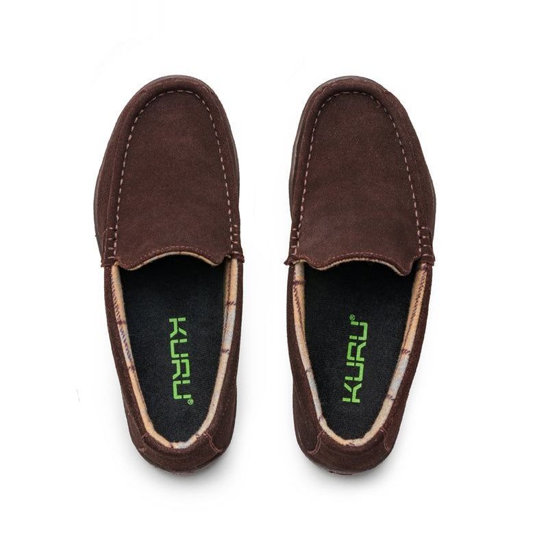 Top-down view of the KURU LOFT Men's Slipper in Java Brown.
