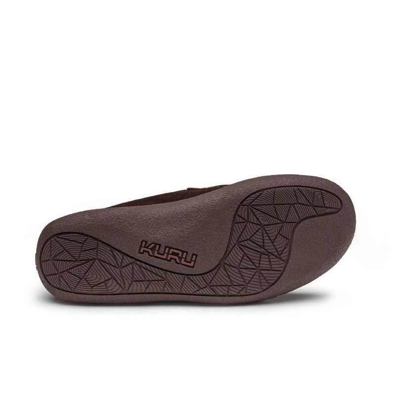 Outsole view of the KURU LOFT Men's Slipper in Java Brown, showing the KURUSOLE tread.