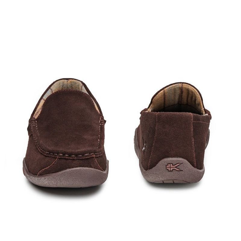 Back heel view of the KURU LOFT Men's Slipper in Java Brown.