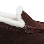 Close-up of the upper material on the KURU LOFT Women's Slipper in Java Brown-Gum.