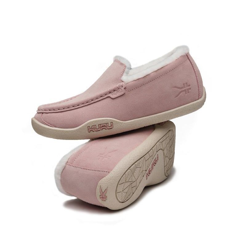 Outsole view of the KURU LOFT Women's Slipper in Soft Pink, showing the KURUSOLE tread.