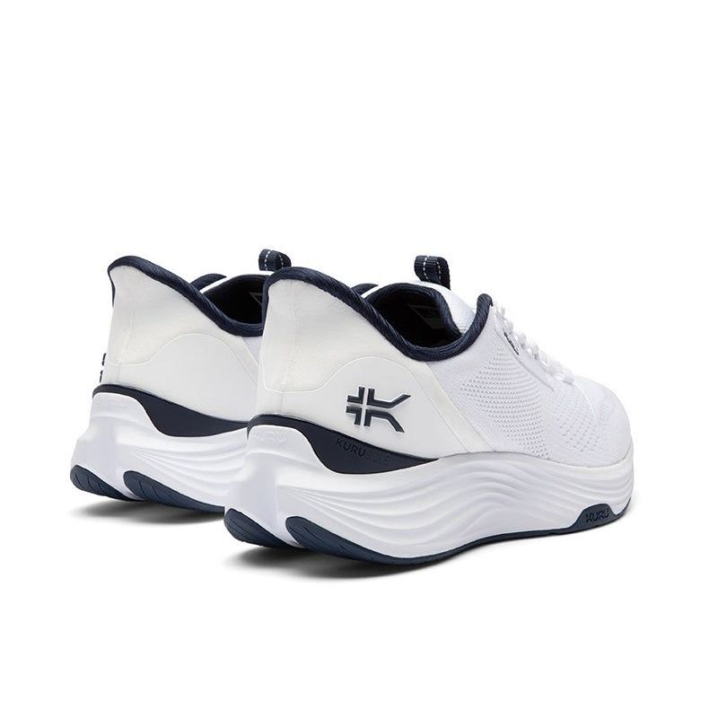 Top-down view of the KURU ATOM 2 Men's Sneaker in Bright White-Indigo.