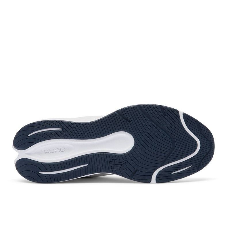 Close-up of the upper material on the KURU ATOM 2 Men's Sneaker in Bright White-Indigo.