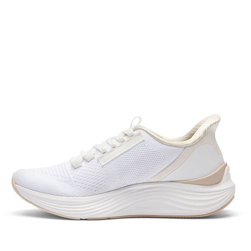 Pair of KURU ATOM 2 Women's Sneaker in Bright White-Sand, angled view.