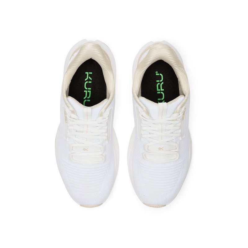 Close-up of the heel cup on the KURU ATOM 2 Women's Sneaker in Bright White-Sand.