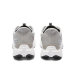 Back heel view of the KURU ATOM 2 Men's Sneaker in Dove Gray-Bright White.