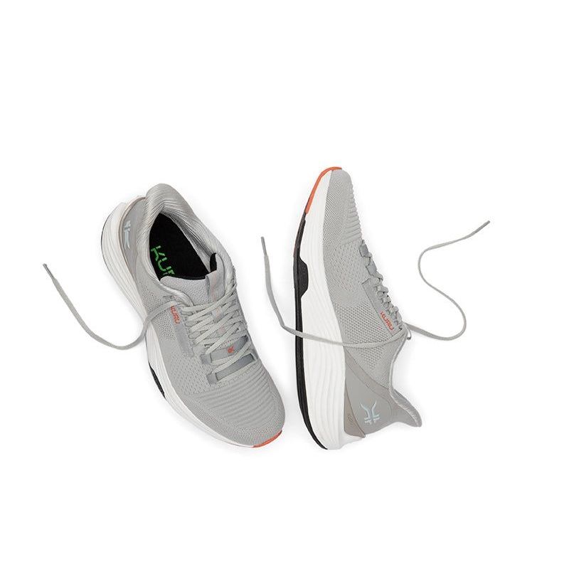 Outsole view of the KURU ATOM 2 Men's Sneaker in Dove Gray-Bright White, showing the KURUSOLE tread.
